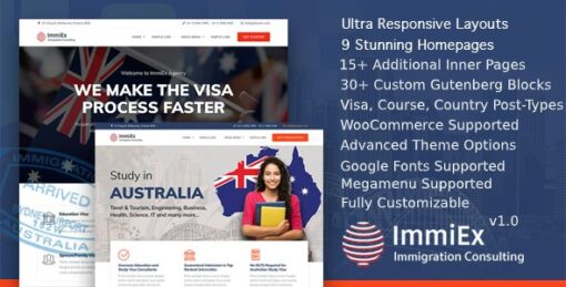 ImmiEx v1.5.8 - Immigration law, Visa services support, Migration Agent Consulting WordPress Business Theme Free Download